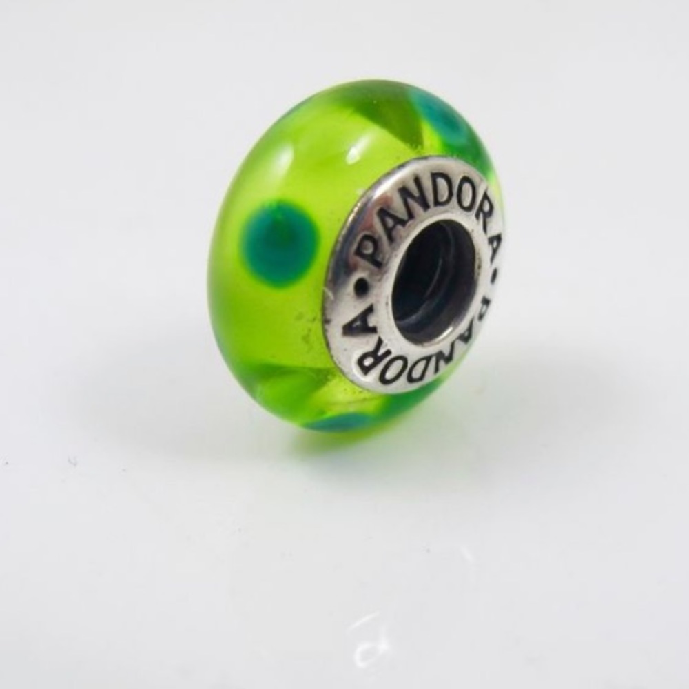 Green polka dots pandora charm
